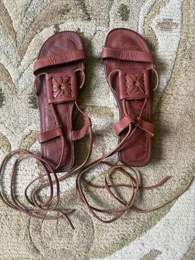 Mexican Leather Tie-up Ankle Sandals